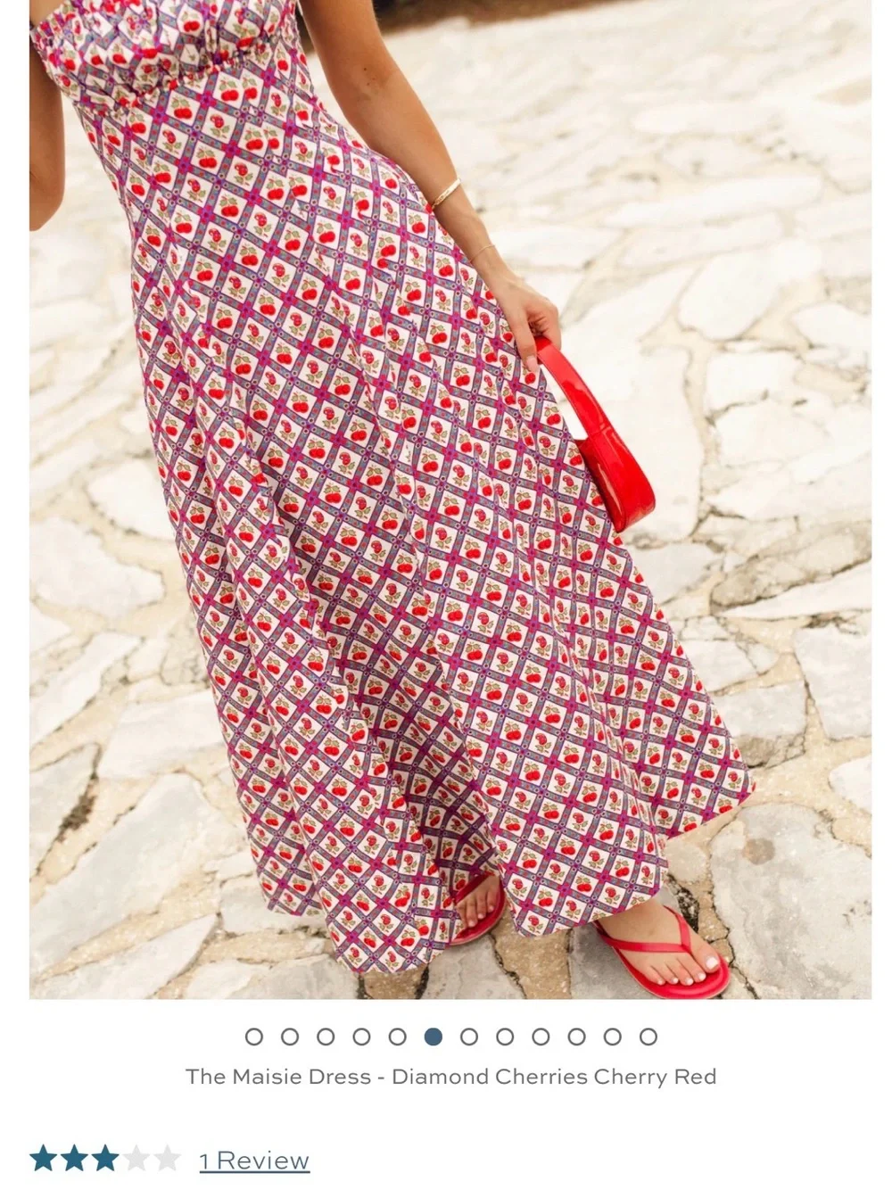 Hill House Maisie Dress in Cherry Red & White Diamond Print - Picture 2 of 5